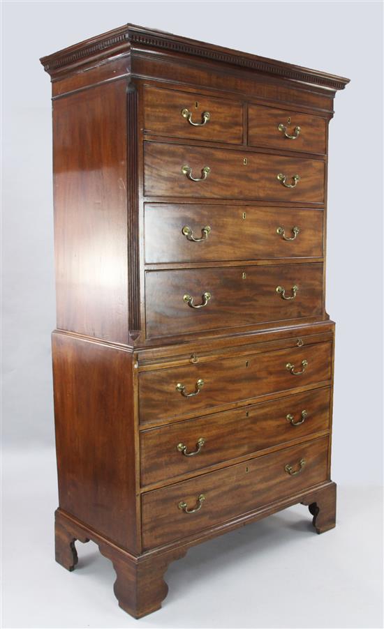 A George III mahogany chest on chest, W.3ft 6in. D.1ft 9in. H.6ft 5in.